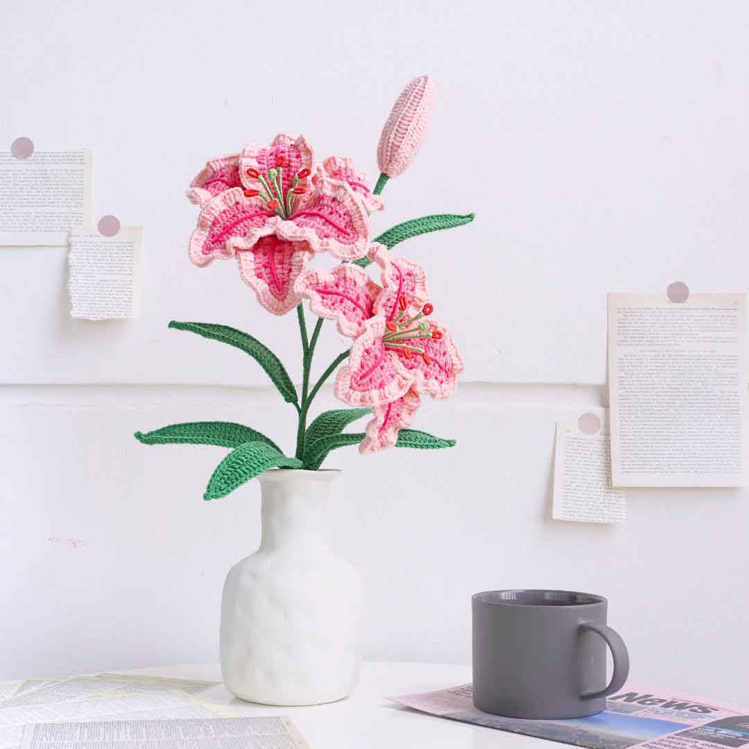 Soft Pink Lily Flowers Crochet Pattern