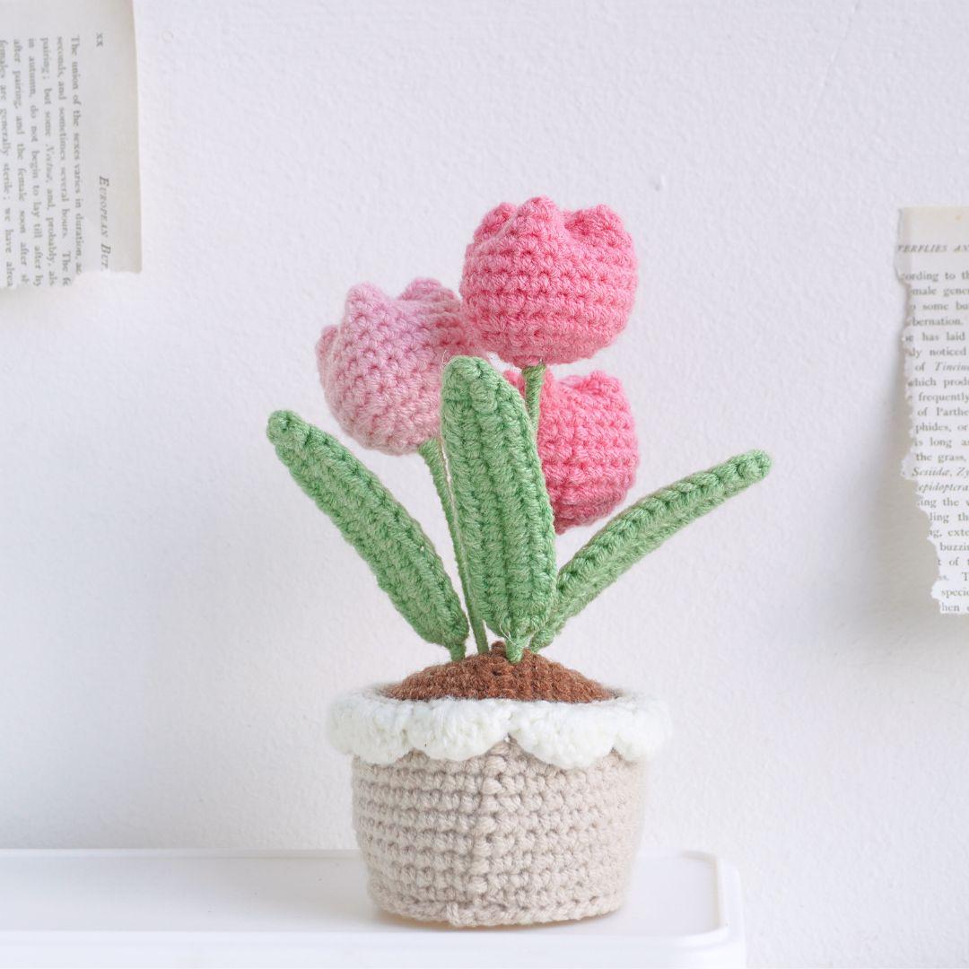 Pastel Pink Tulip Pot Crochet Pattern
