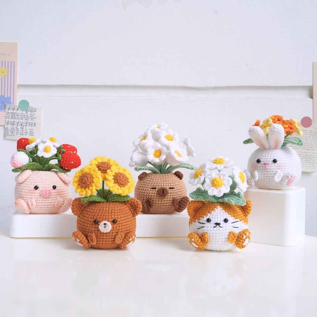 Blossom Critter Pots Crochet Patterns Bundle