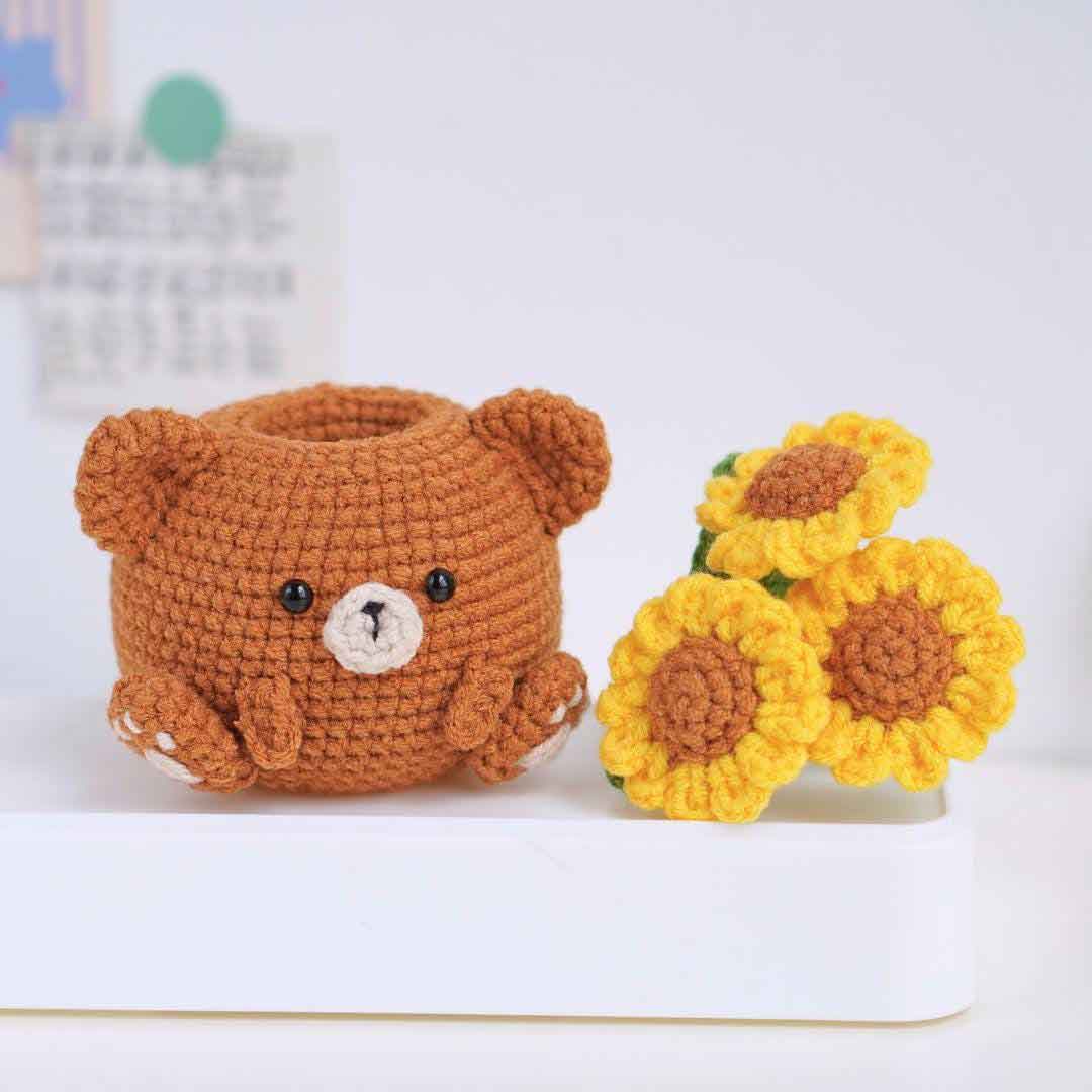 Sunflower Bear Pot Crochet Pattern