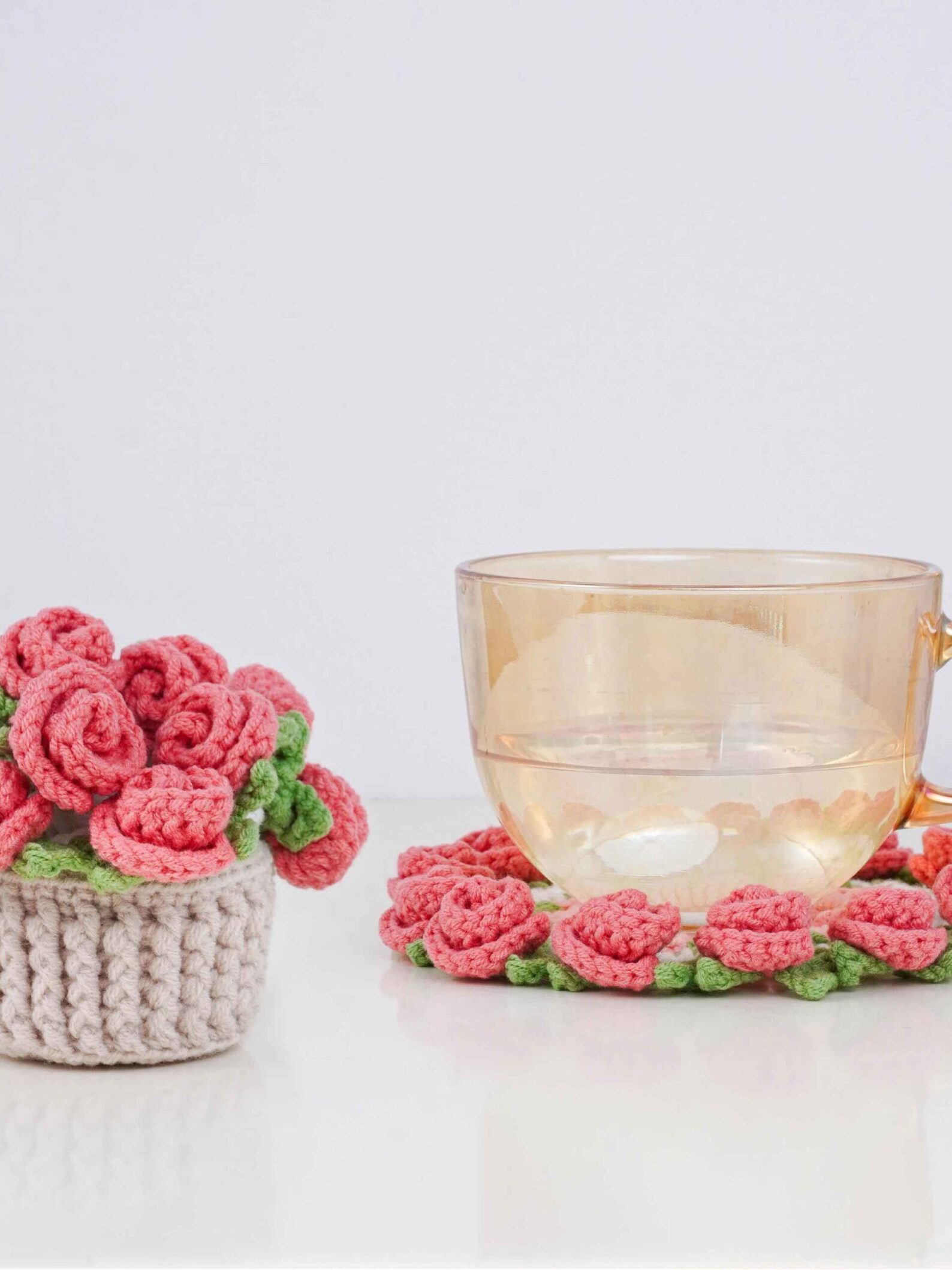 Rose Coaster Pot Crochet Pattern