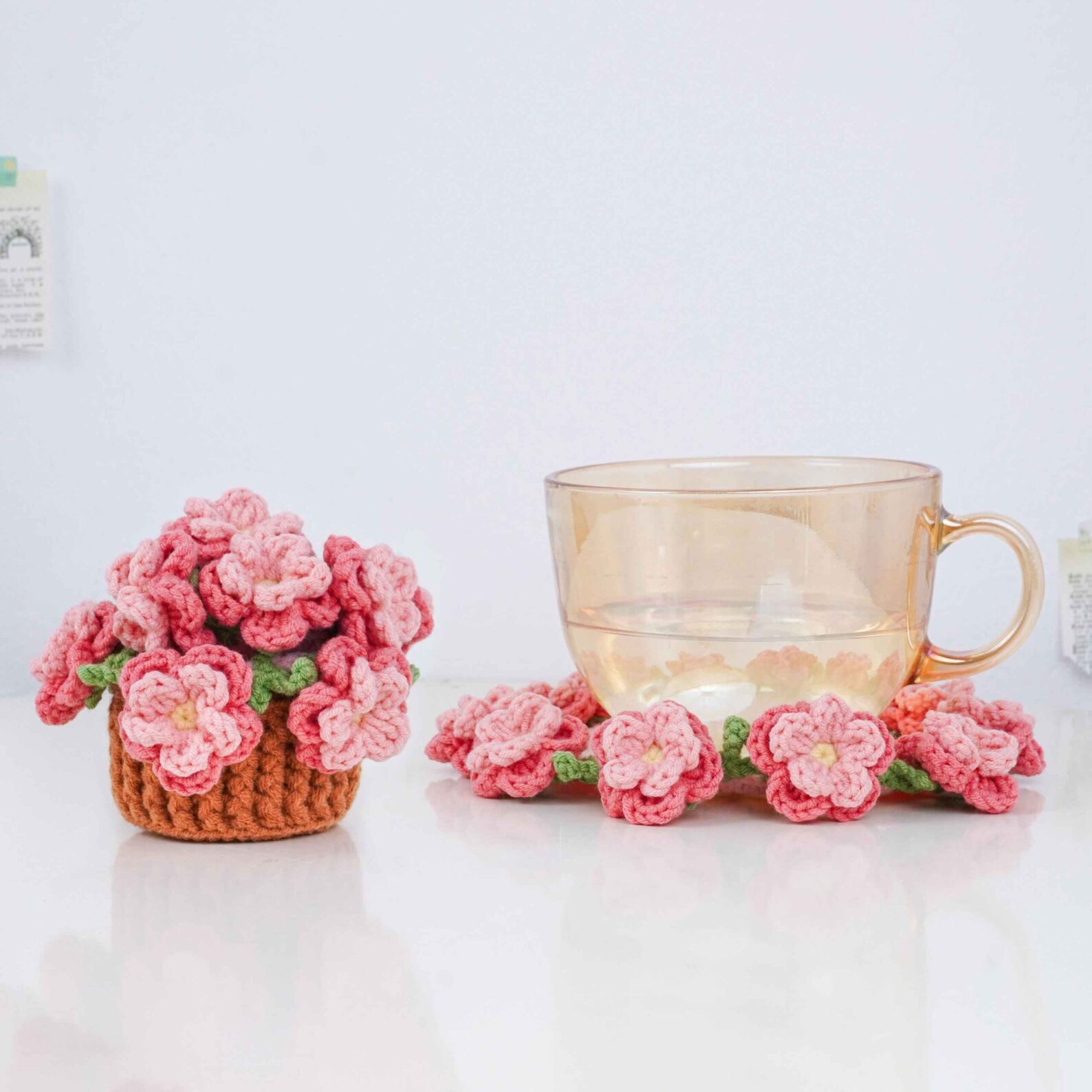 Peach Blossom Flower Coaster Crochet Pattern