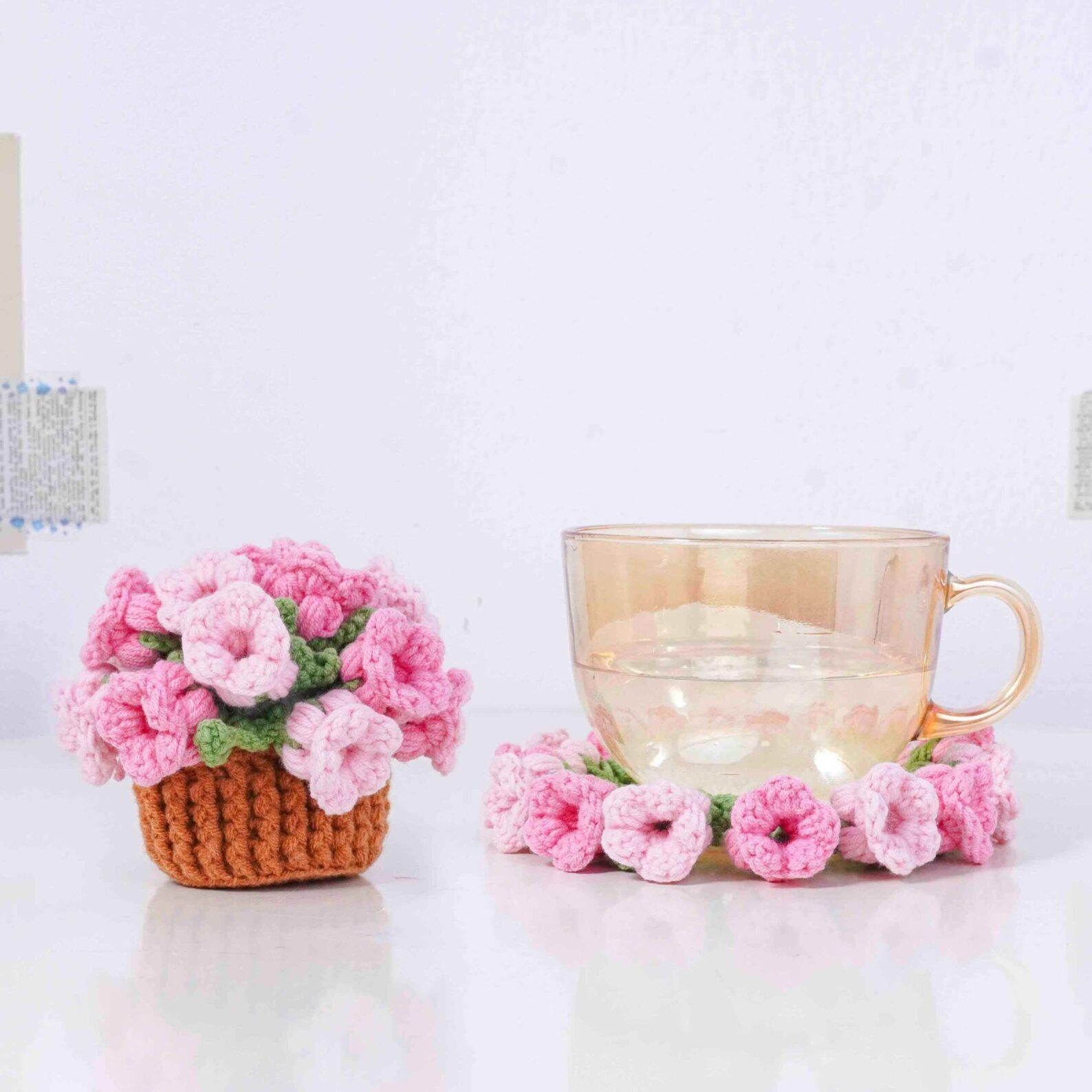 Pinky Bell Flower Coaster Crochet Pattern