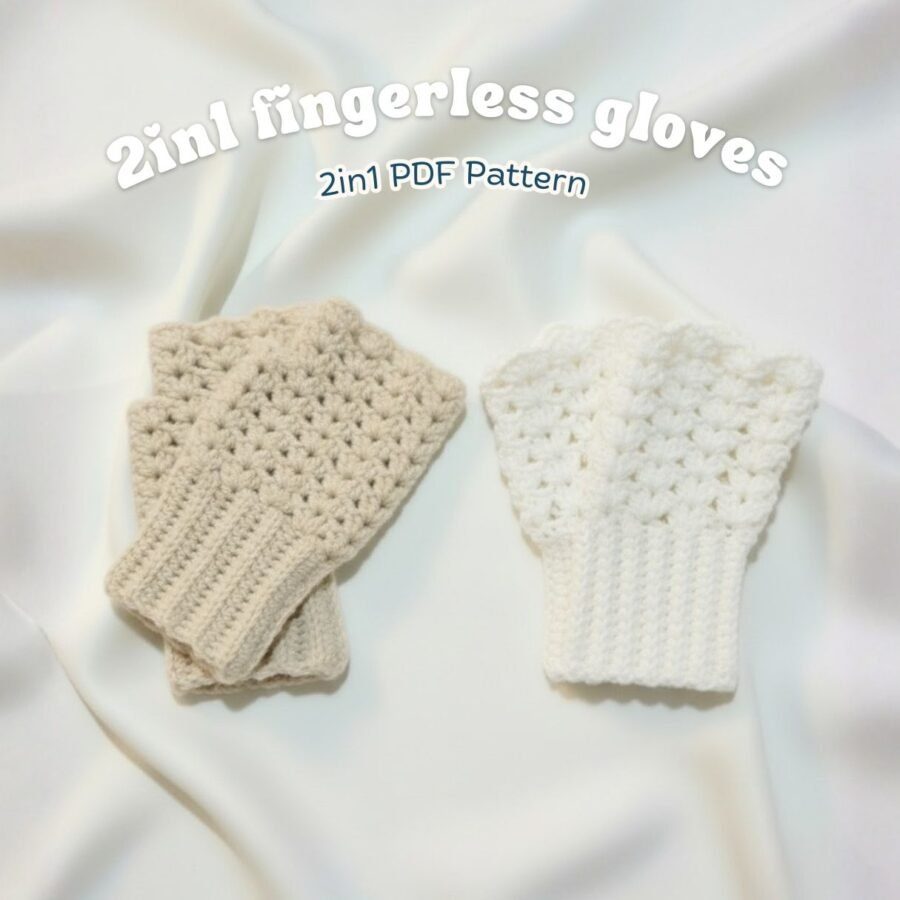 2in1 Fingerless Gloves Crochet Pattern