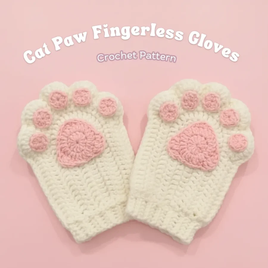 Cat Paw Fingerless Gloves Crochet Pattern