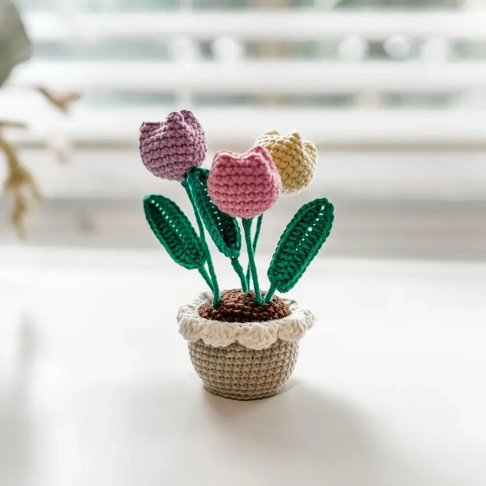 Pastel Pink Tulip Pot Crochet Pattern photo review