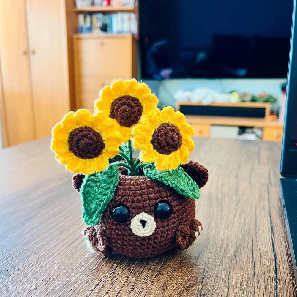 Sunflower Bear Pot Crochet Pattern photo review
