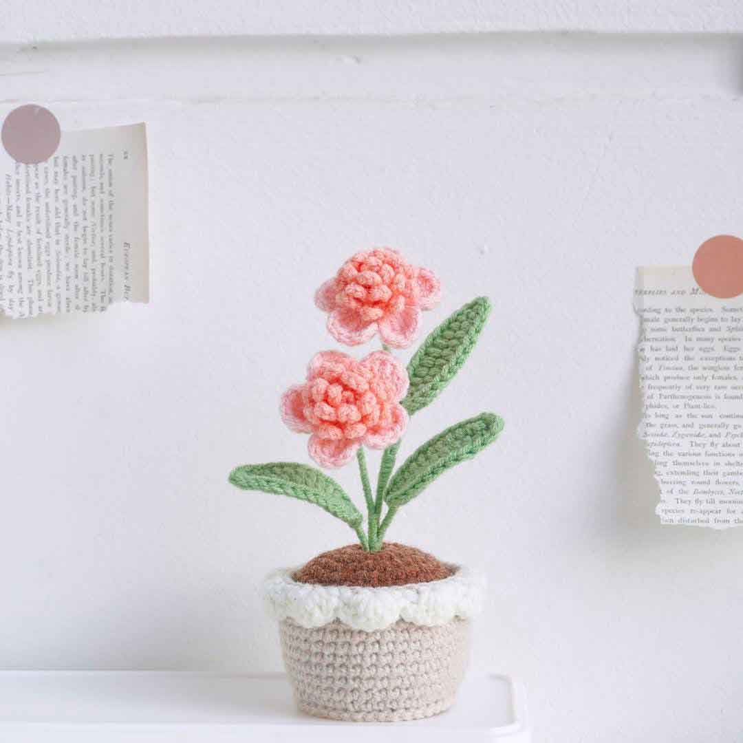Blooming Pink Flower Pot Crochet Pattern
