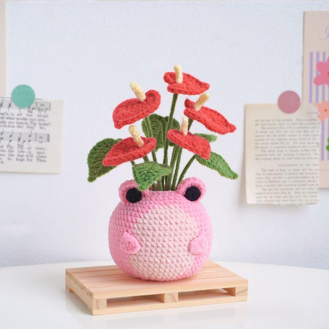 Pink Frog Pot Crochet Pattern