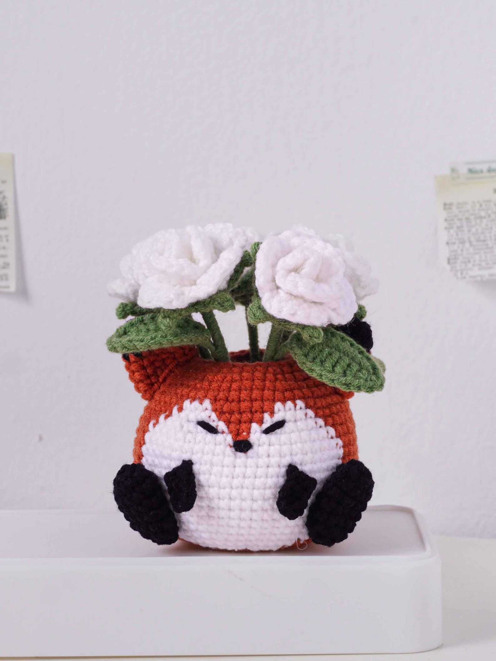 White Rose Fox Pot Crochet Pattern