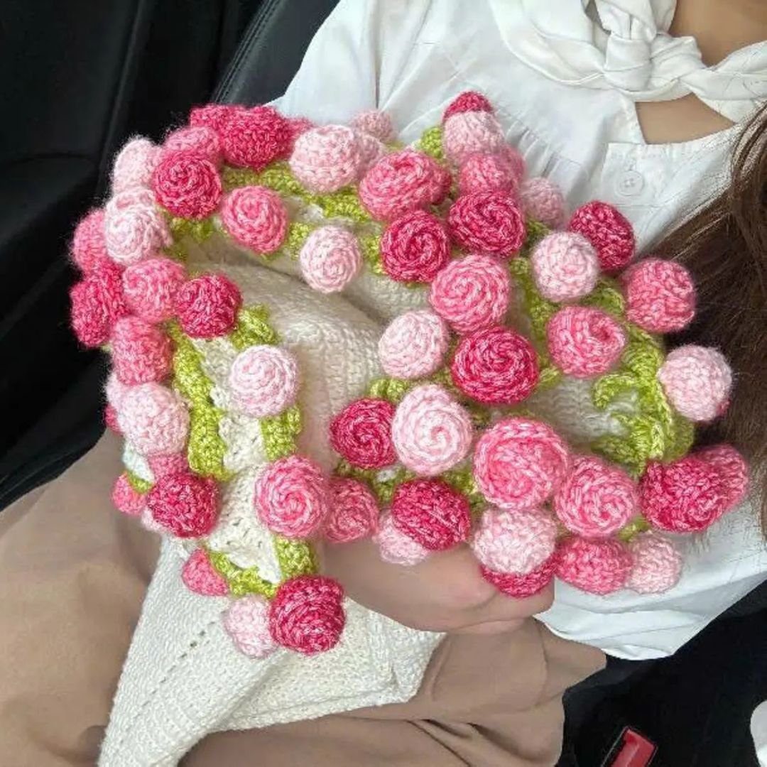 Pink Rose Bouquet Blanket Pattern