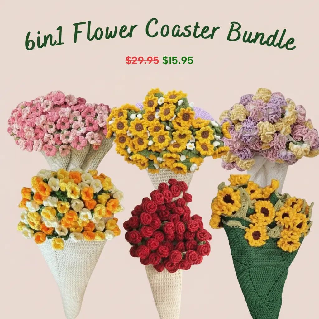 Blanket Flower Bouquets Crochet Patterns Bundle