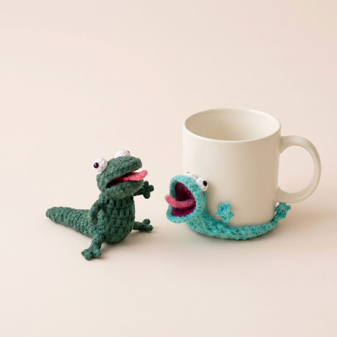 Funny lizard coaster crochet pattern PDF download
